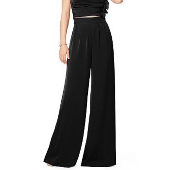Ramy Brook Iris Satin wide leg Pant in Black Size 6
